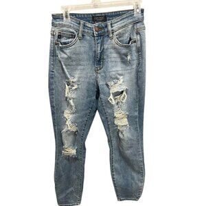 Judy Blue Women's 1/25 Boyfriend Fit High Rise Super Distressed Jeans